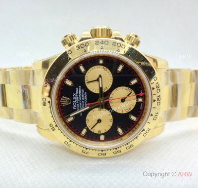 Swiss Rolex Daytona V2  904L Yellow Gold Black Dial watch AR Replica Watches